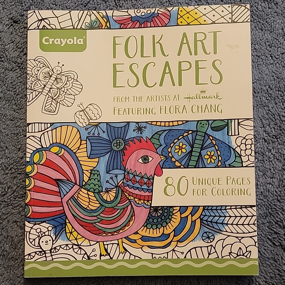 Crayola Folk Art‎ Escapes Adult Coloring book. 80 pages.